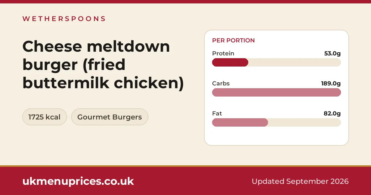 Wetherspoons Cheese meltdown burger (fried buttermilk chicken)