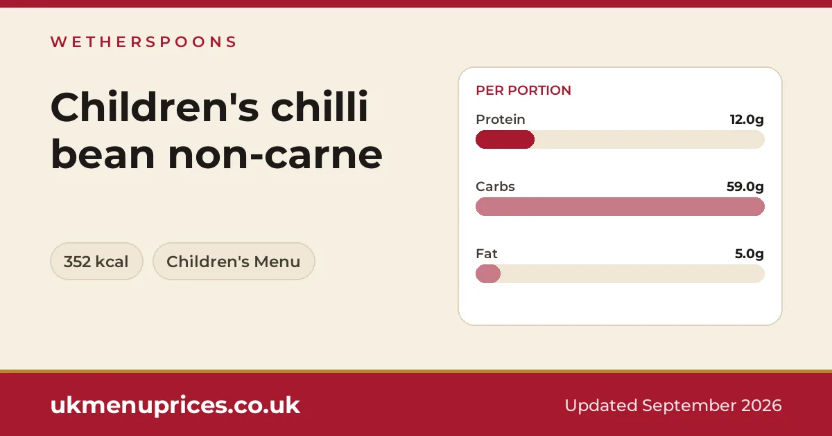 Wetherspoons Children's chilli bean non-carne