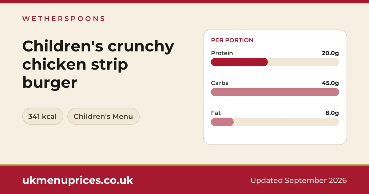 Wetherspoons Children's crunchy chicken strip burger
