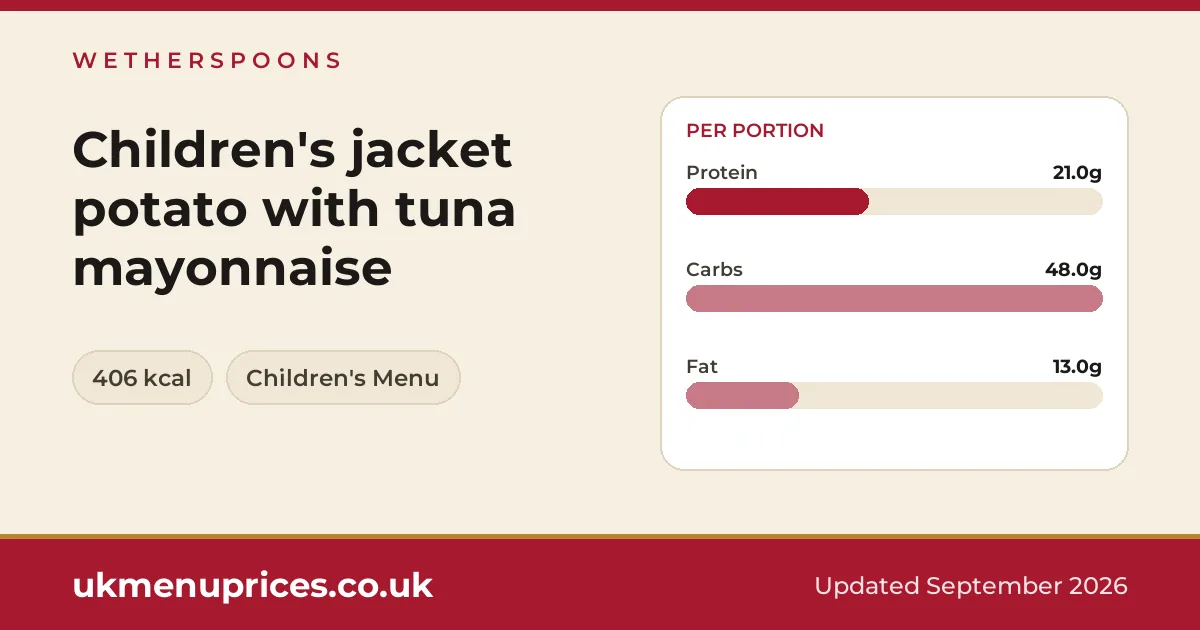 Wetherspoons Children's jacket potato with tuna mayonnaise