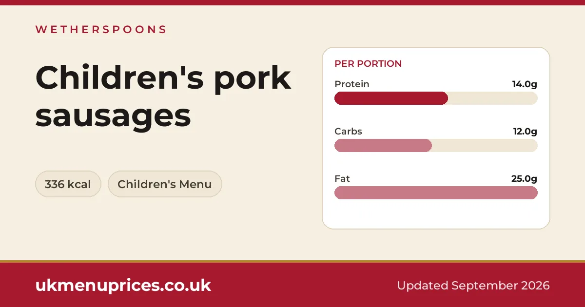 Wetherspoons Children's pork sausages
