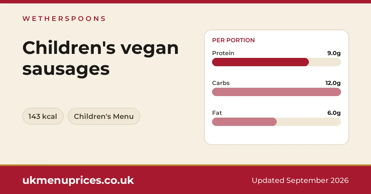 Wetherspoons Children's vegan sausages