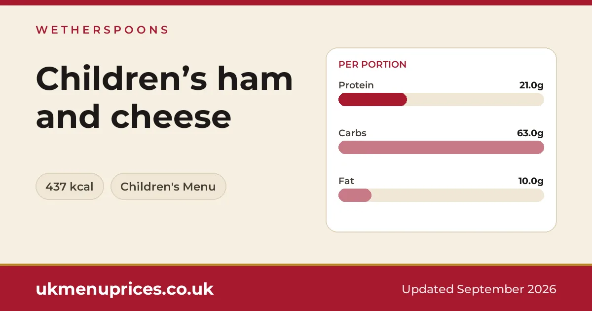 Wetherspoons Children’s ham and cheese