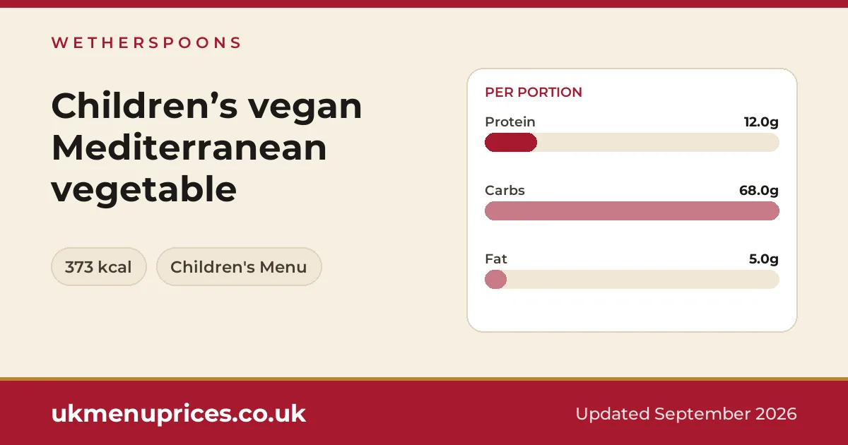 Wetherspoons Children’s vegan Mediterranean vegetable