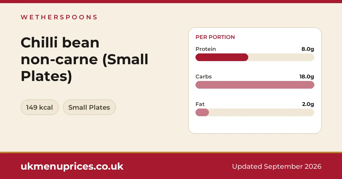 Wetherspoons Chilli bean non-carne (Small Plates)