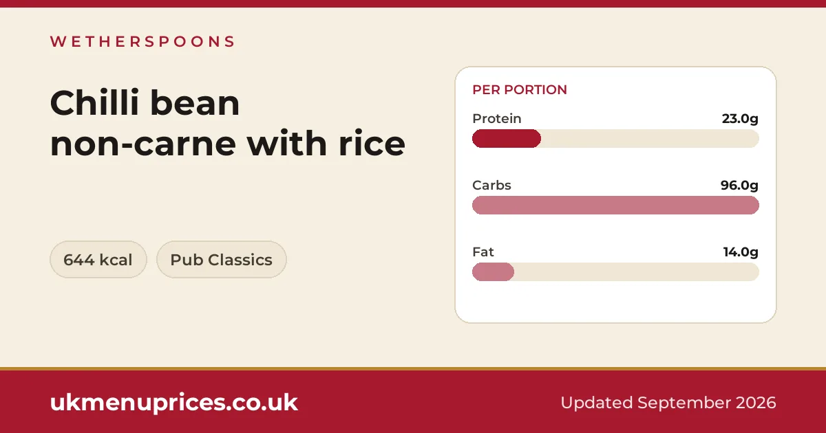 Wetherspoons Chilli bean non-carne with rice