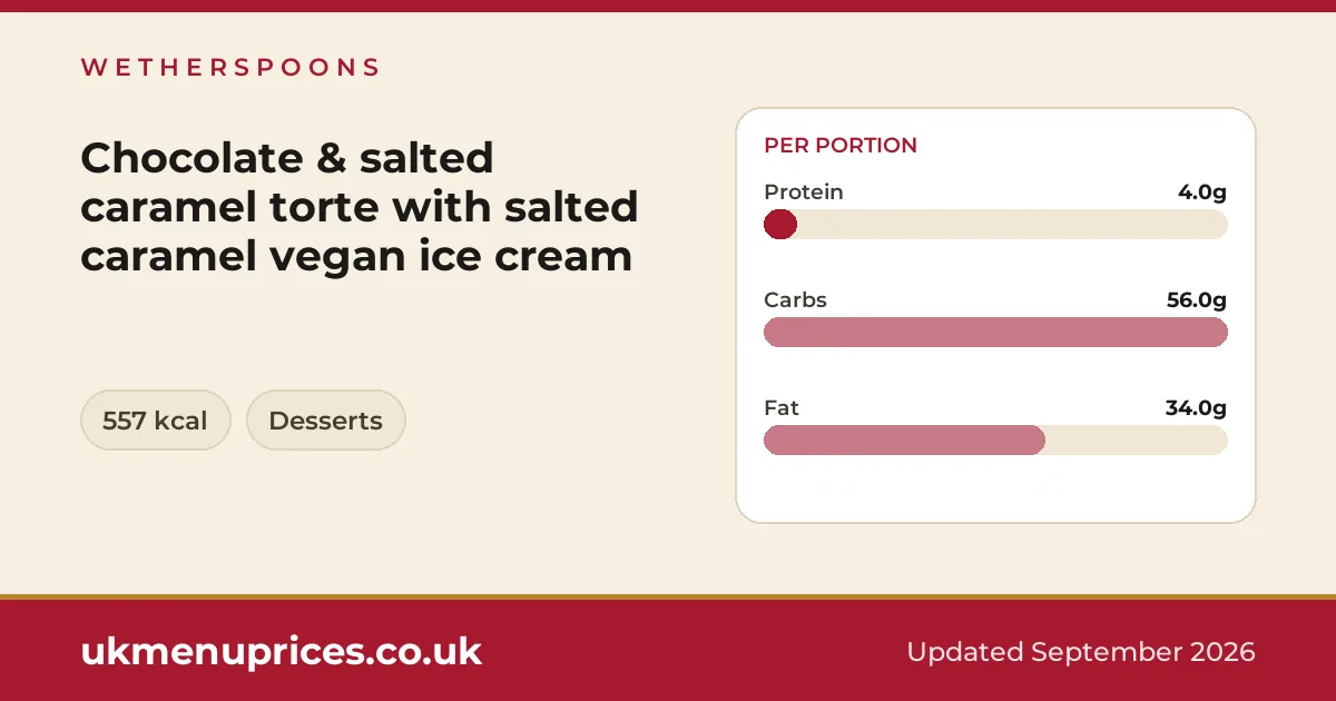 Wetherspoons Chocolate & salted caramel torte with salted caramel vegan ice cream