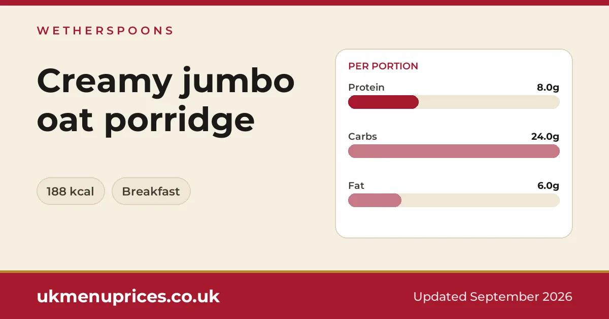 Wetherspoons Creamy jumbo oat porridge