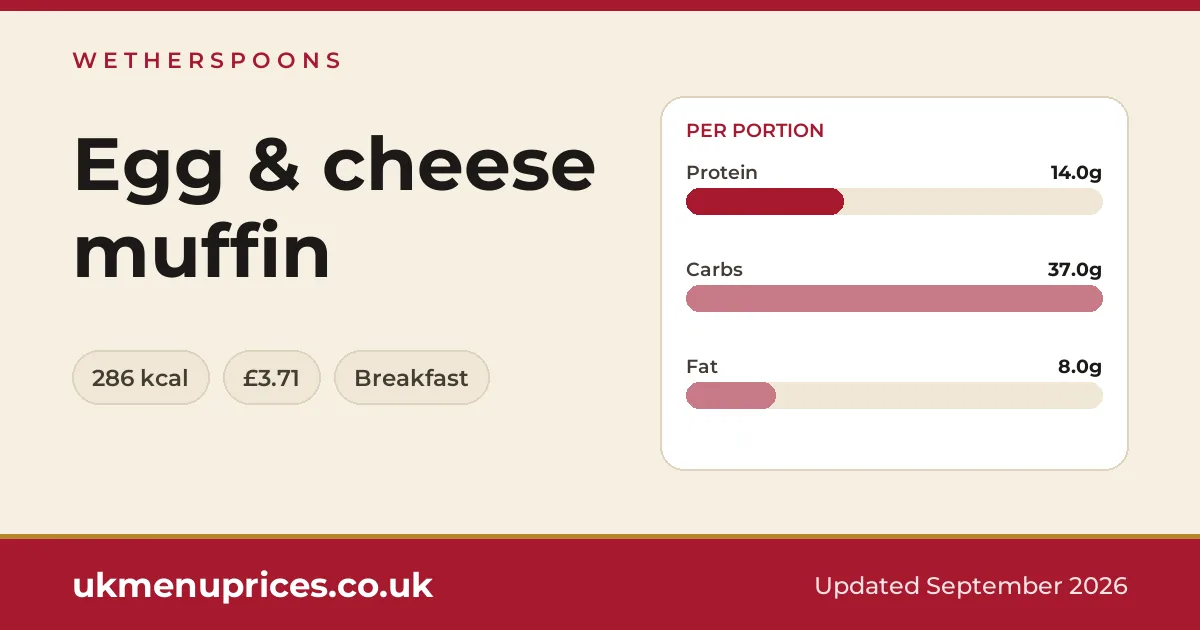 Wetherspoons Egg & cheese muffin