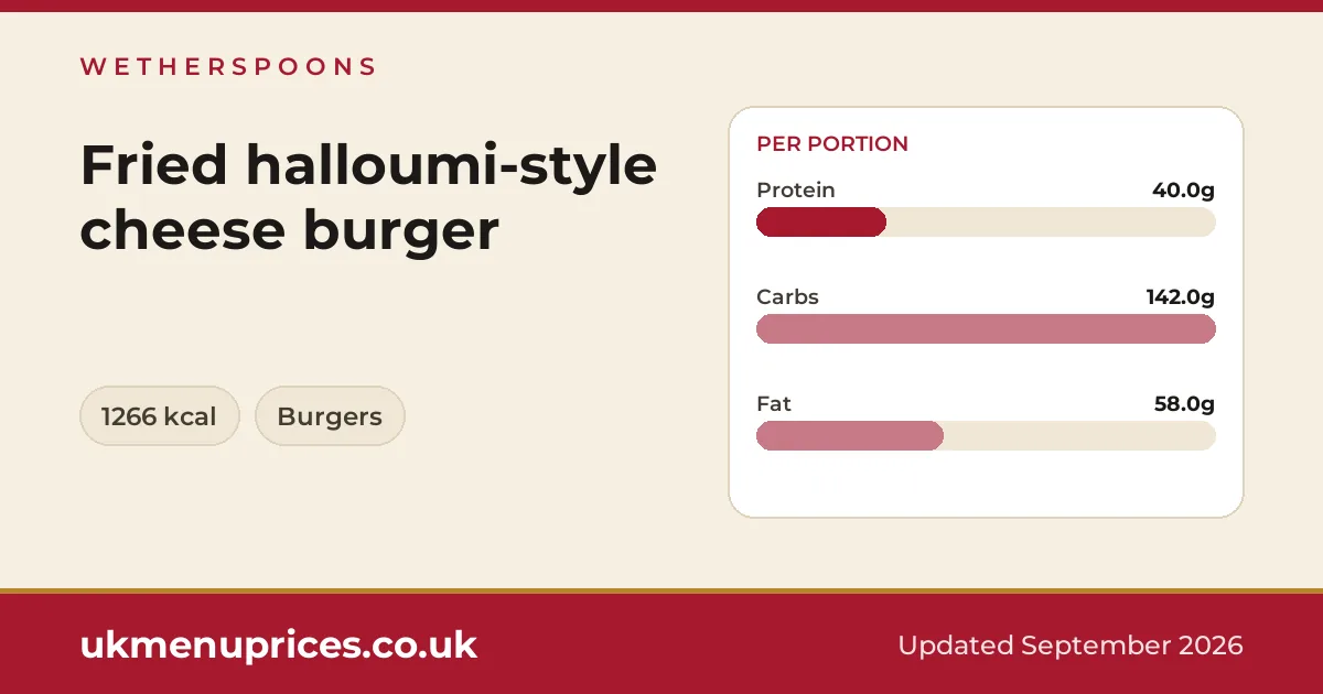 Wetherspoons Fried halloumi-style cheese burger