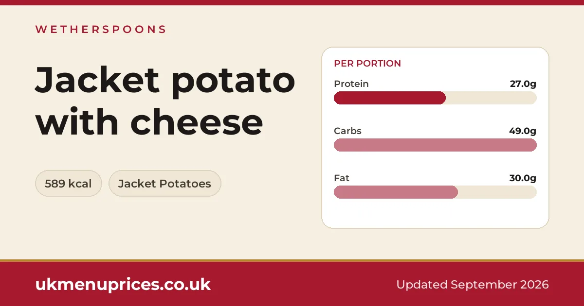 Wetherspoons Jacket potato with cheese
