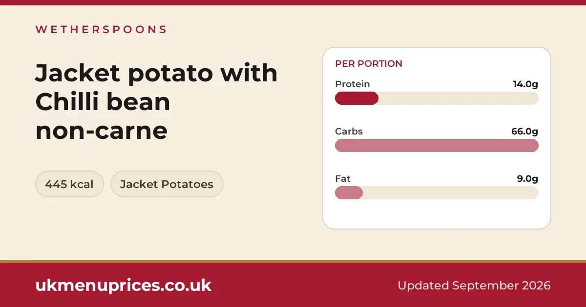 Wetherspoons Jacket potato with Chilli bean non-carne