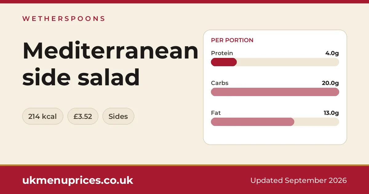 Wetherspoons Mediterranean side salad