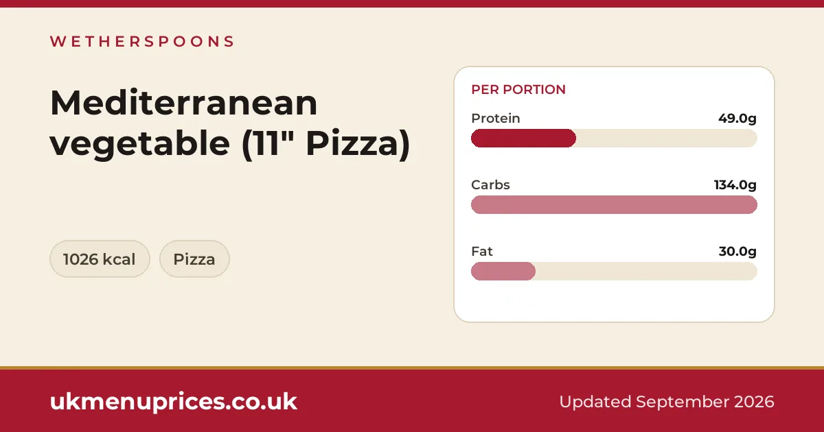 Wetherspoons Mediterranean vegetable (11" Pizza)