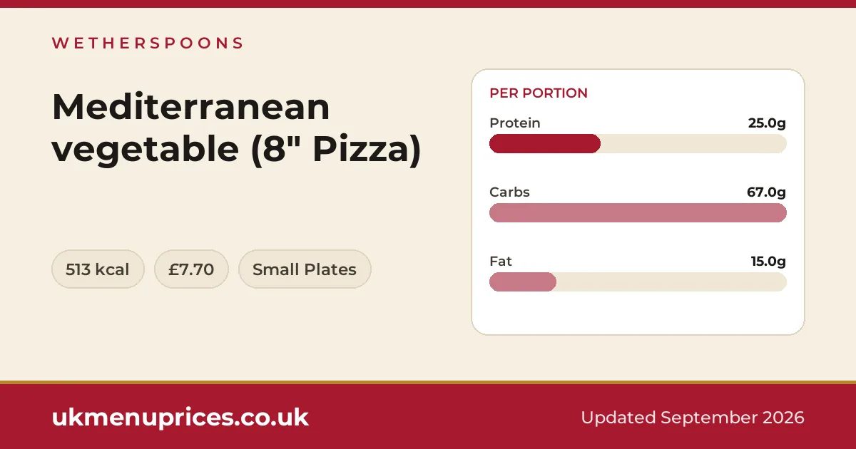 Wetherspoons Mediterranean vegetable (8" Pizza)