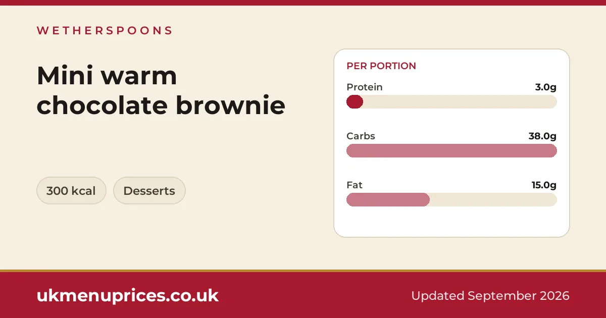 Wetherspoons Mini warm chocolate brownie