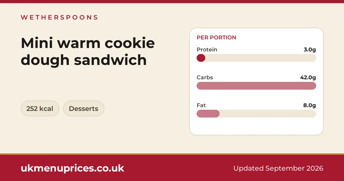 Wetherspoons Mini warm cookie dough sandwich