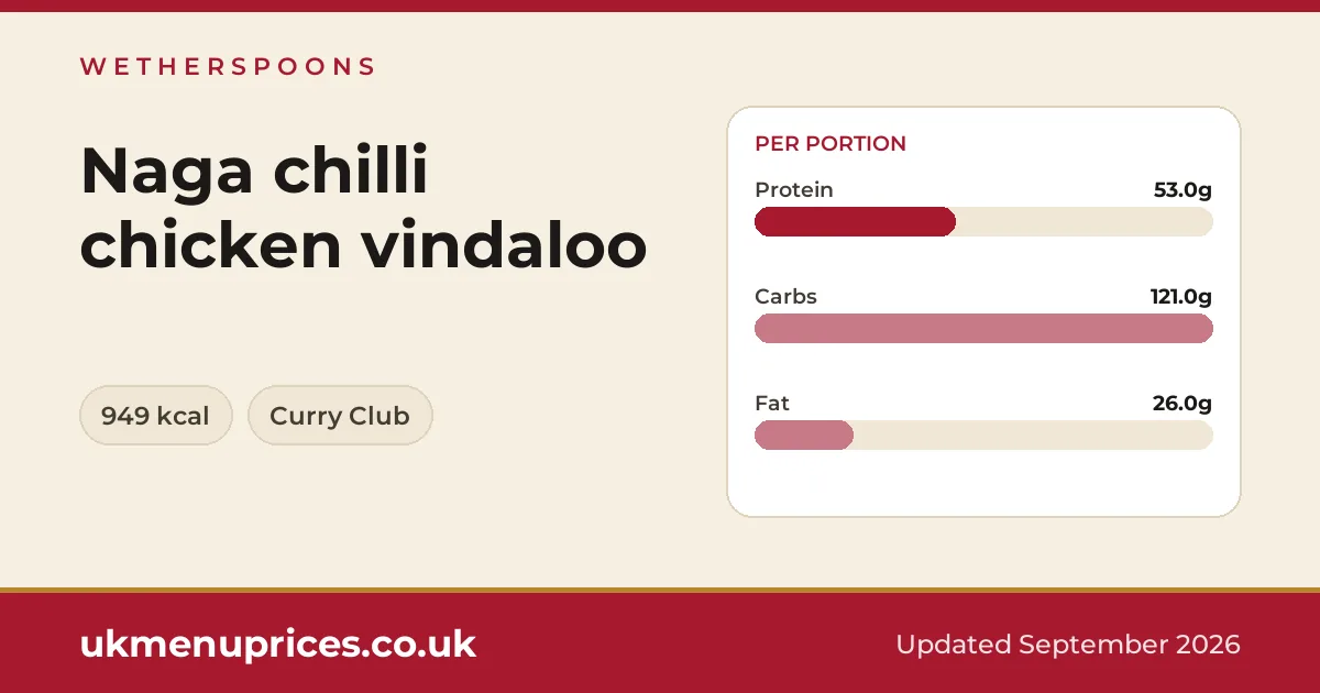 Wetherspoons Naga chilli chicken vindaloo