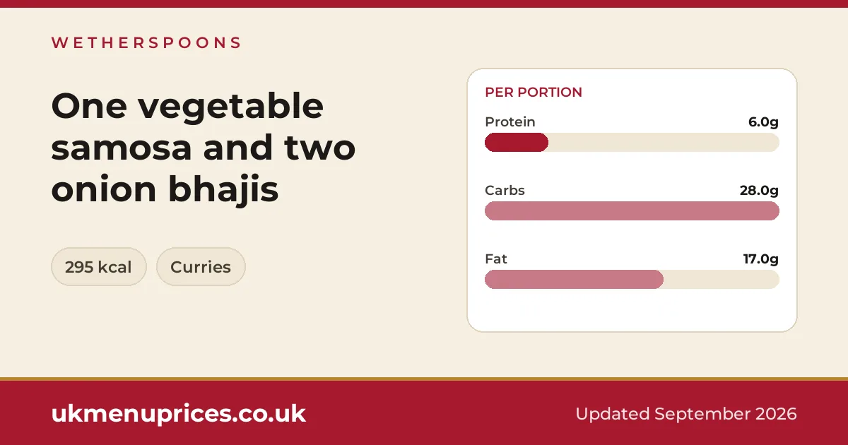 Wetherspoons One vegetable samosa and two onion bhajis