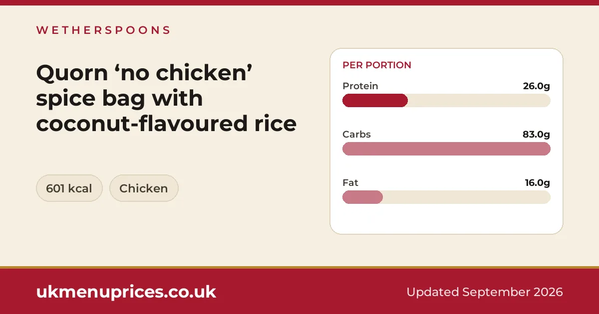 Wetherspoons Quorn ‘no chicken’ spice bag with coconut-flavoured rice