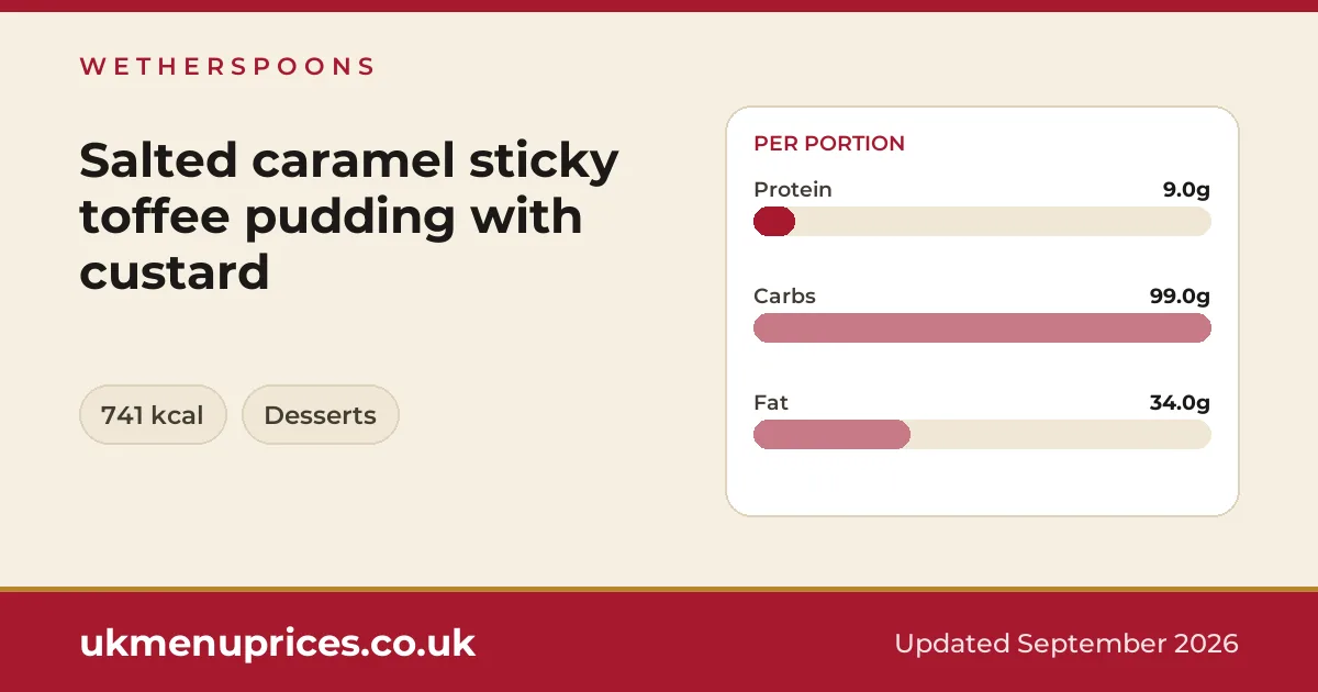 Wetherspoons Salted caramel sticky toffee pudding with custard
