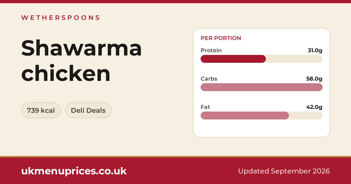 Wetherspoons Shawarma chicken