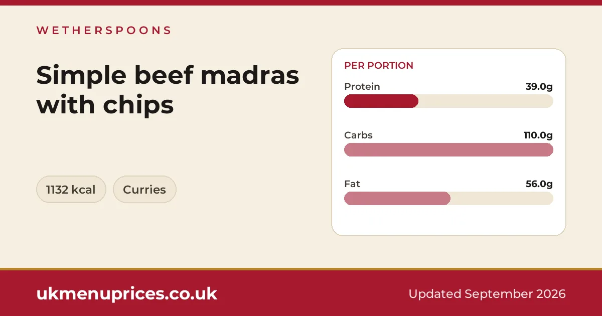 Wetherspoons Simple beef madras with chips