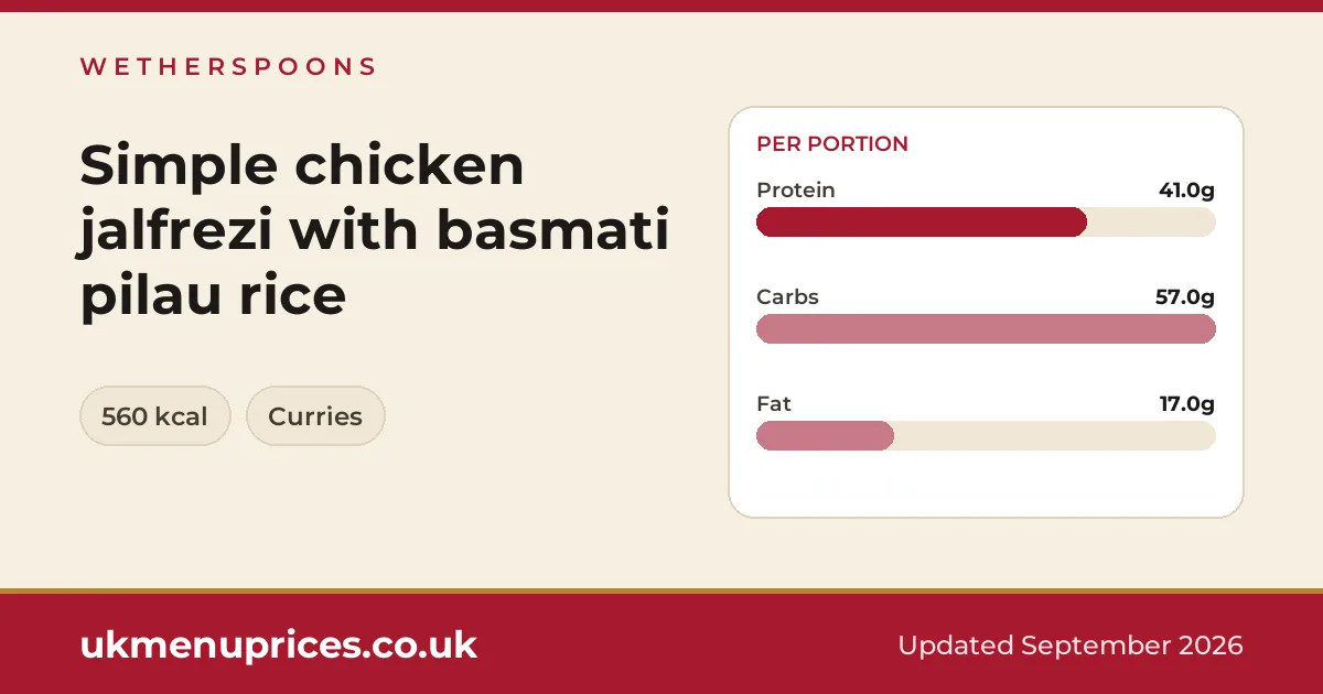 Wetherspoons Simple chicken jalfrezi with basmati pilau rice