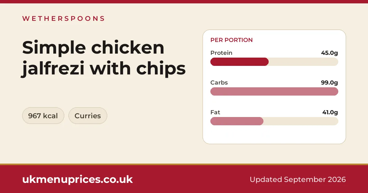 Wetherspoons Simple chicken jalfrezi with chips