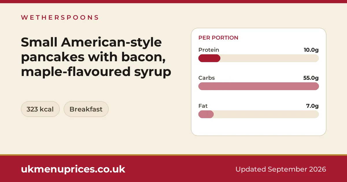Wetherspoons Small American-style pancakes with bacon, maple-flavoured syrup