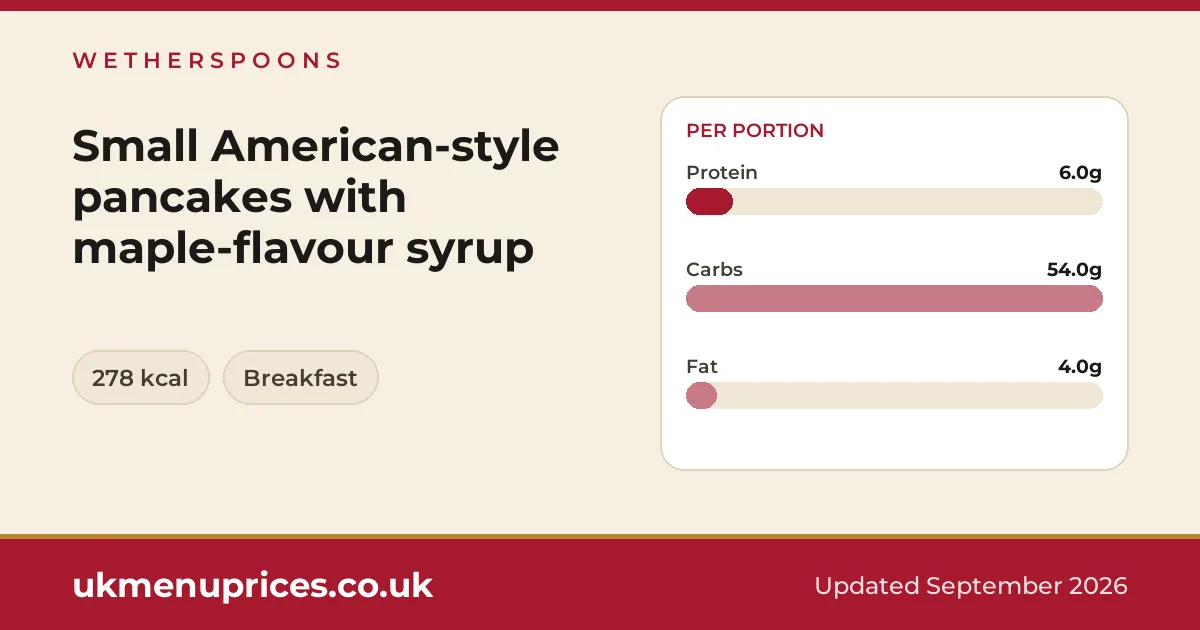 Wetherspoons Small American-style pancakes with maple-flavour syrup