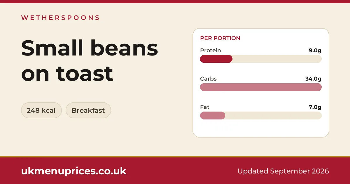 Wetherspoons Small beans on toast