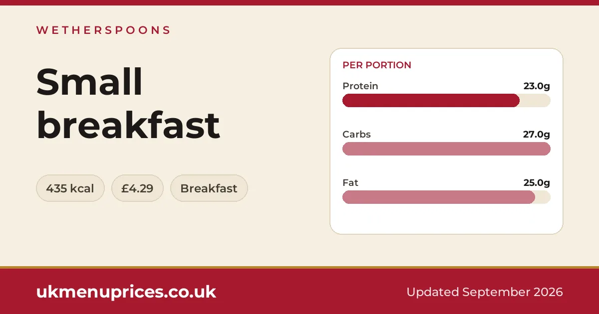 Wetherspoons Small breakfast