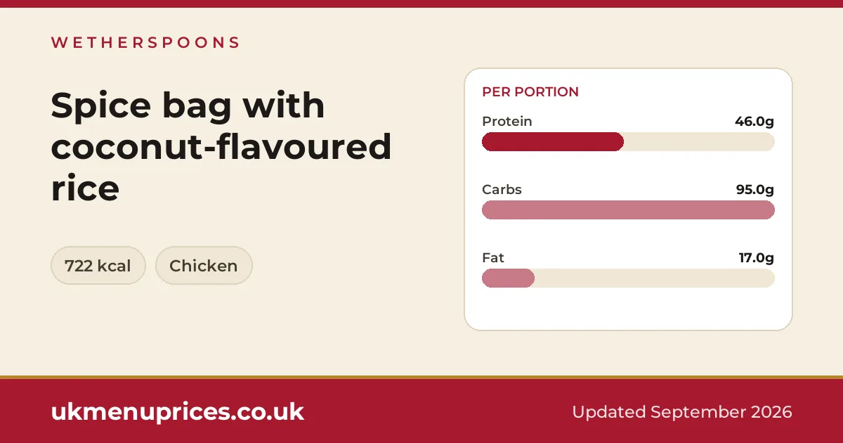 Wetherspoons Spice bag with coconut-flavoured rice