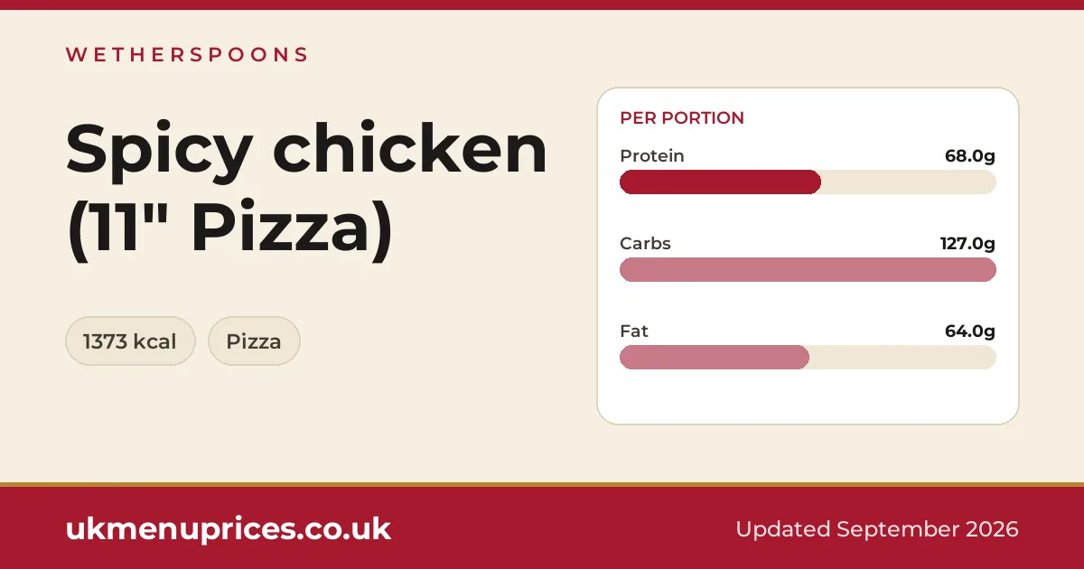Wetherspoons Spicy chicken (11" Pizza)