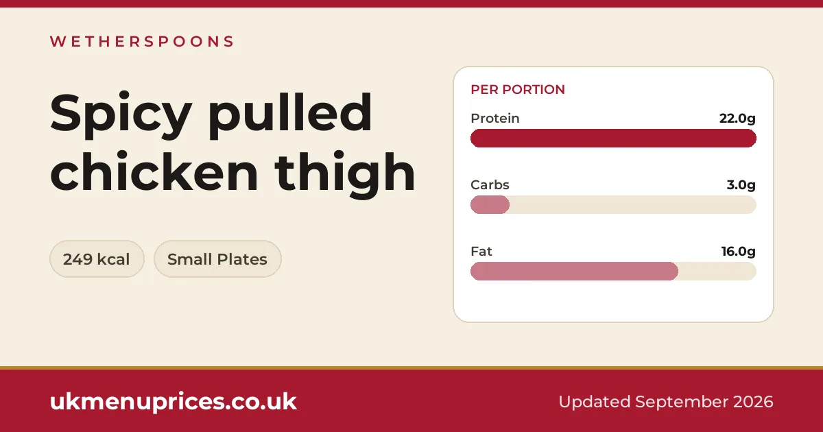 Wetherspoons Spicy pulled chicken thigh