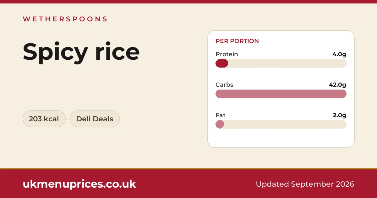 Wetherspoons Spicy rice