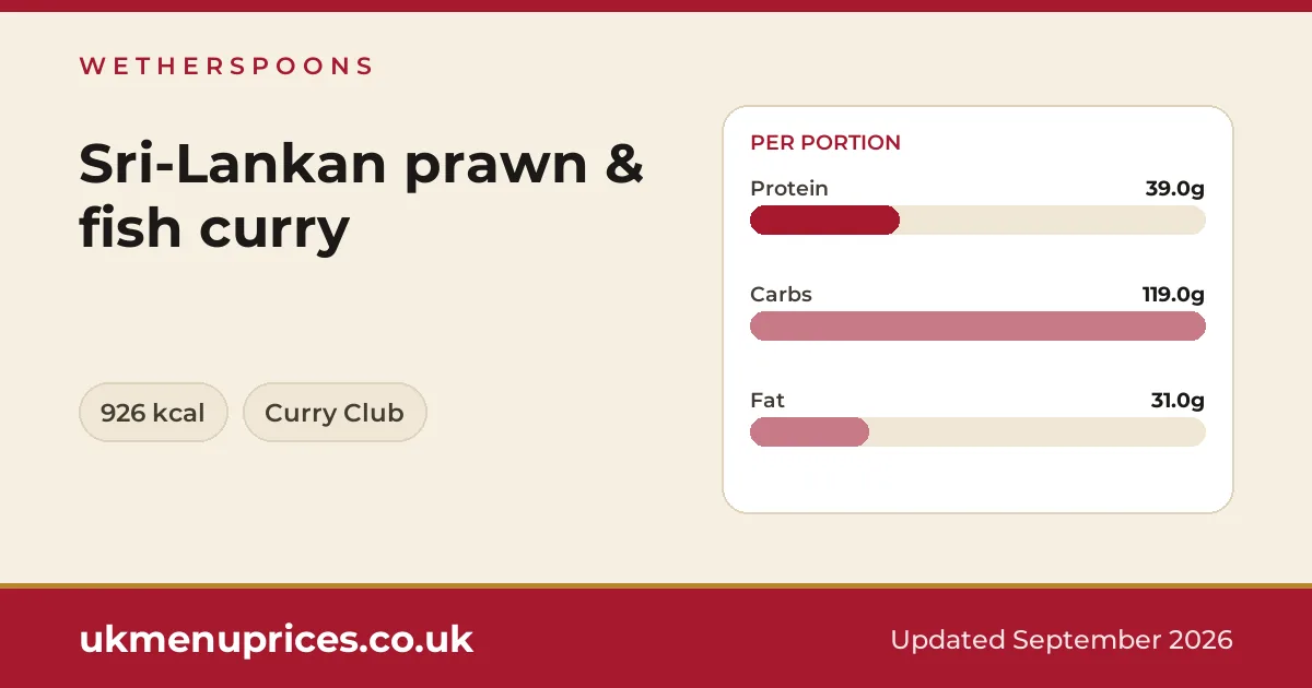 Wetherspoons Sri-Lankan prawn & fish curry
