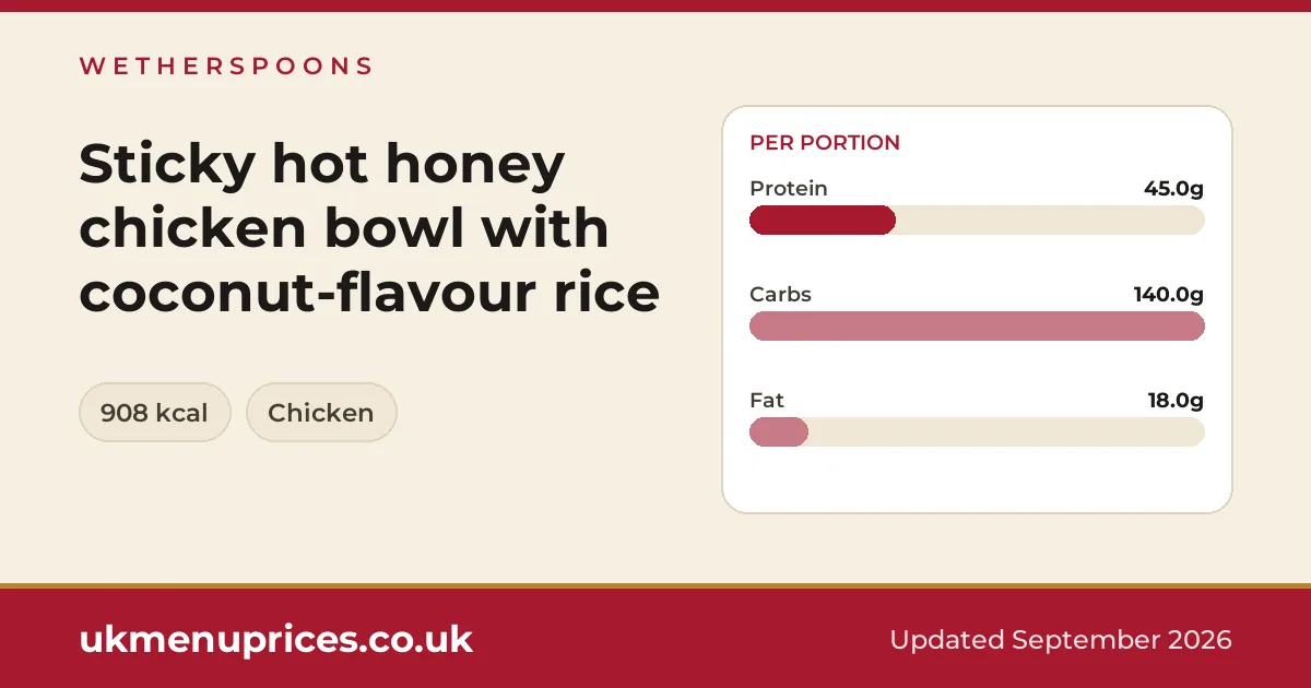 Wetherspoons Sticky hot honey chicken bowl with coconut-flavour rice