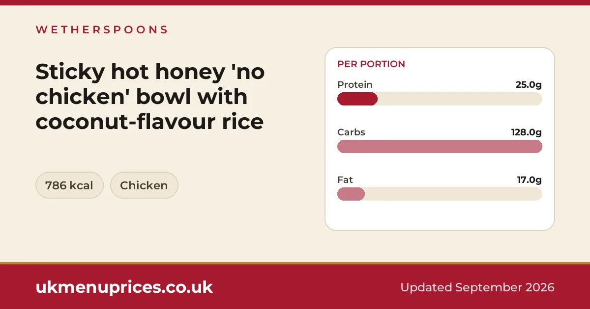 Wetherspoons Sticky hot honey 'no chicken' bowl with coconut-flavour rice