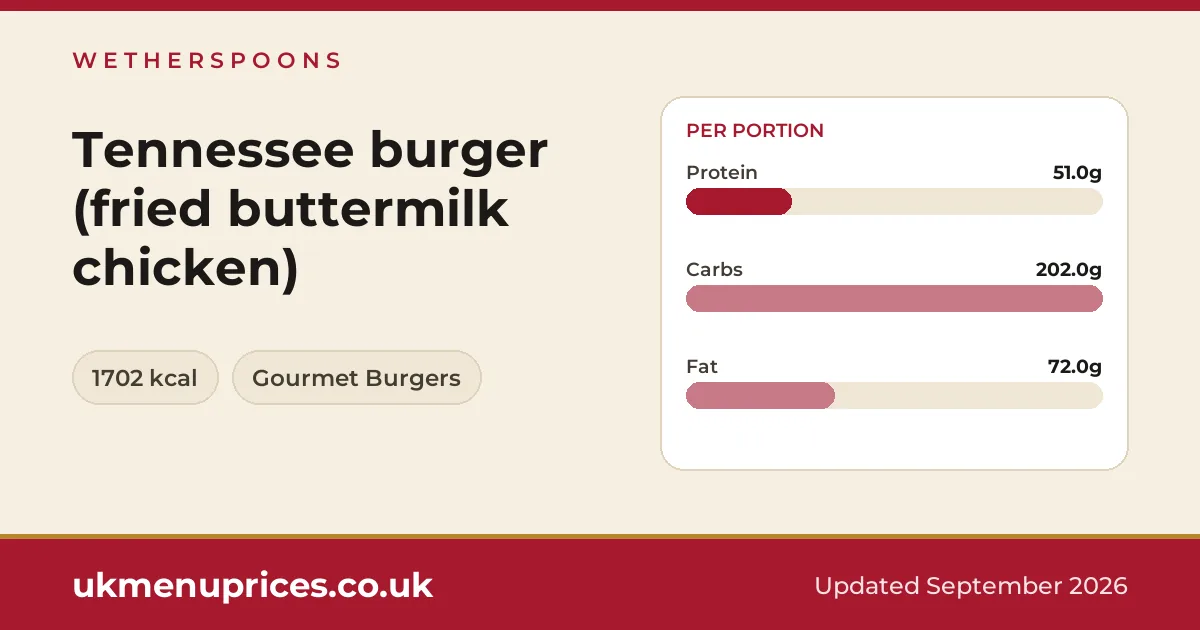 Wetherspoons Tennessee burger (fried buttermilk chicken)