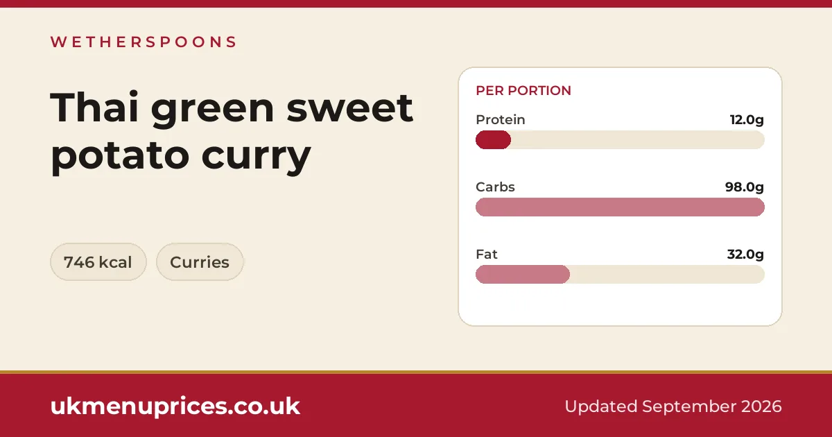 Wetherspoons Thai green sweet potato curry