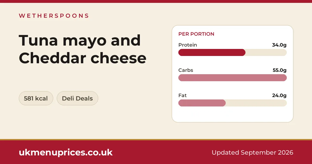 Wetherspoons Tuna mayo and Cheddar cheese