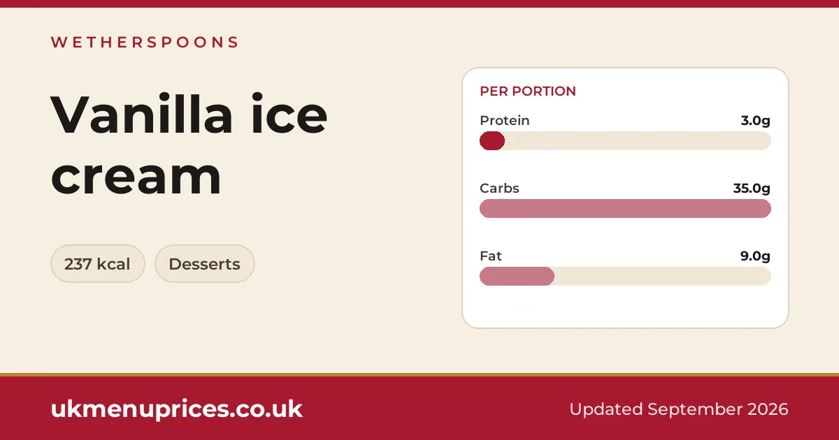 Wetherspoons Vanilla ice cream