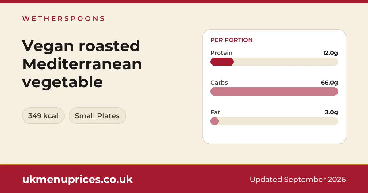 Wetherspoons Vegan roasted Mediterranean vegetable