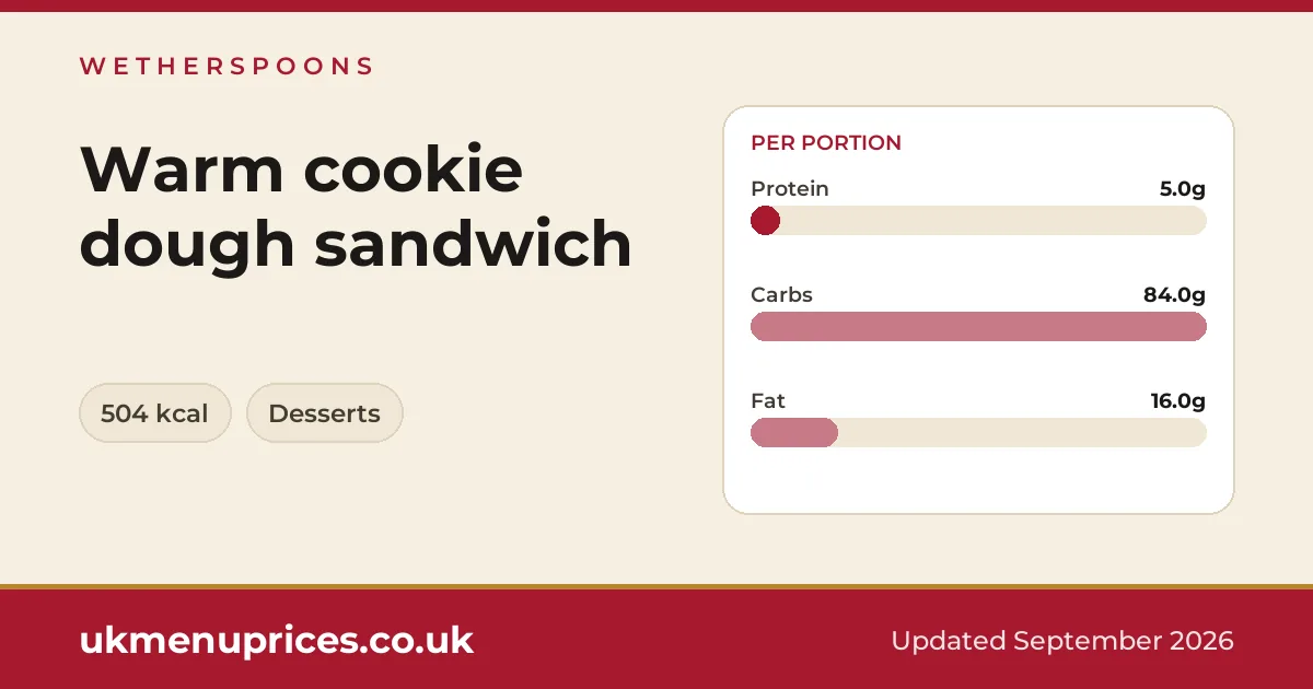 Wetherspoons Warm cookie dough sandwich