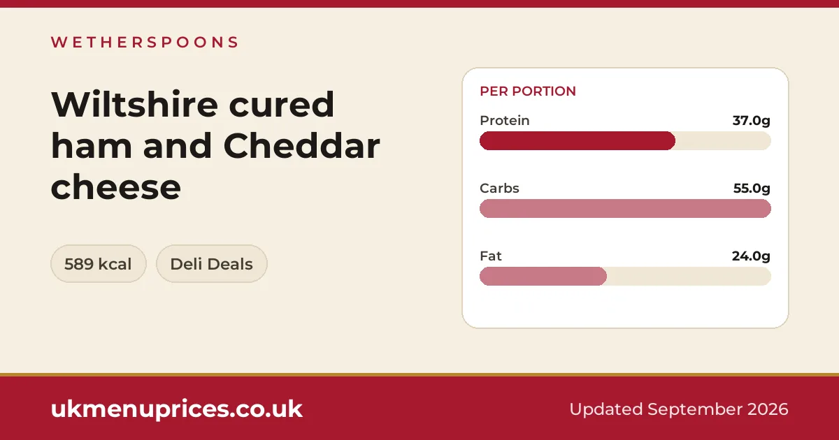 Wetherspoons Wiltshire cured ham and Cheddar cheese