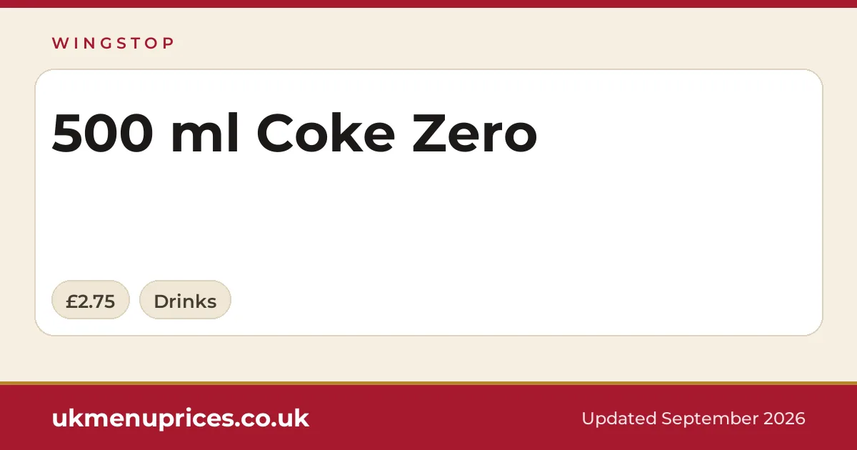 Wingstop 500 ml Coke Zero