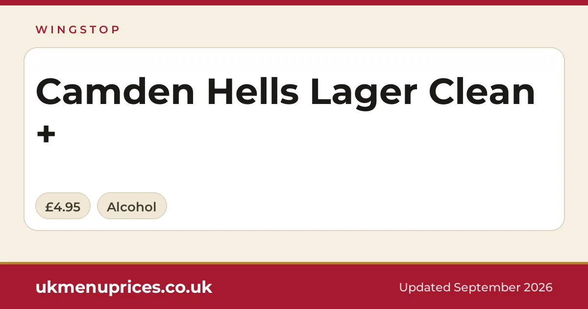 Wingstop Camden Hells Lager Clean +