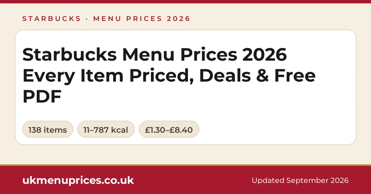 Starbucks menu prices